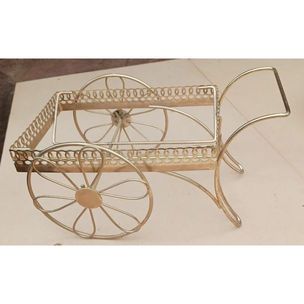 Doll House Vintage metal wire cart, basket holder 6